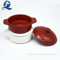 Color Glazed Round Ceramic Casserole